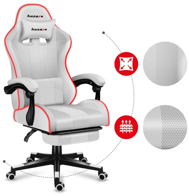 Žaidimų kėdė Huzaro Force 4.7 RGB, Baltos spalvos