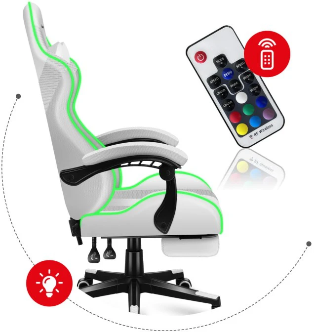 Žaidimų kėdė Huzaro Force 4.7 RGB, Baltos spalvos