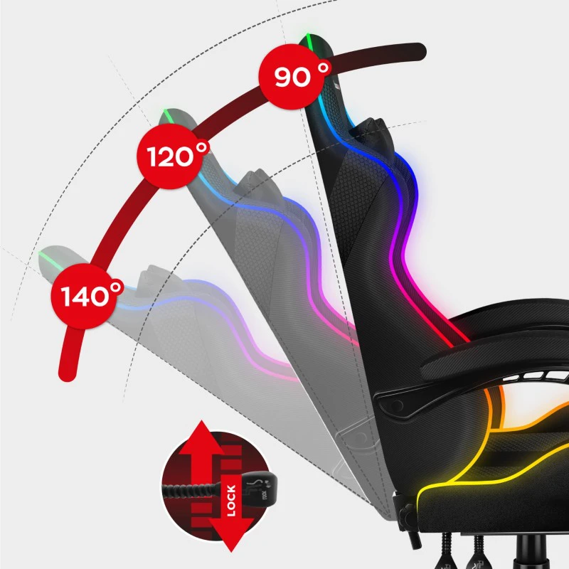 Žaidimų kėdė Huzaro Force 4.7 RGB, Juoda