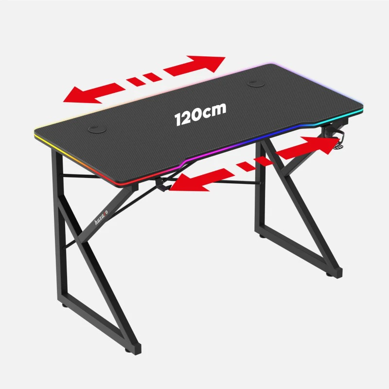 Žaidimų stalas „Huzaro Hero 1.7 RGB“, juodas