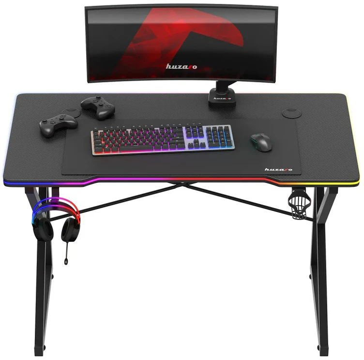 Žaidimų stalas „Huzaro Hero 1.7 RGB“, juodas
