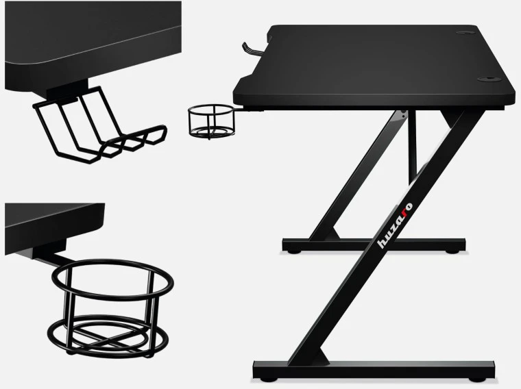 Žaidimų stalas Huzaro Hero 1.8 Gaming Desk, Juodos spalvos