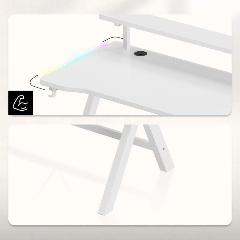 Huzaro Hero 1.9 RGB Baltas Gaming Desk
