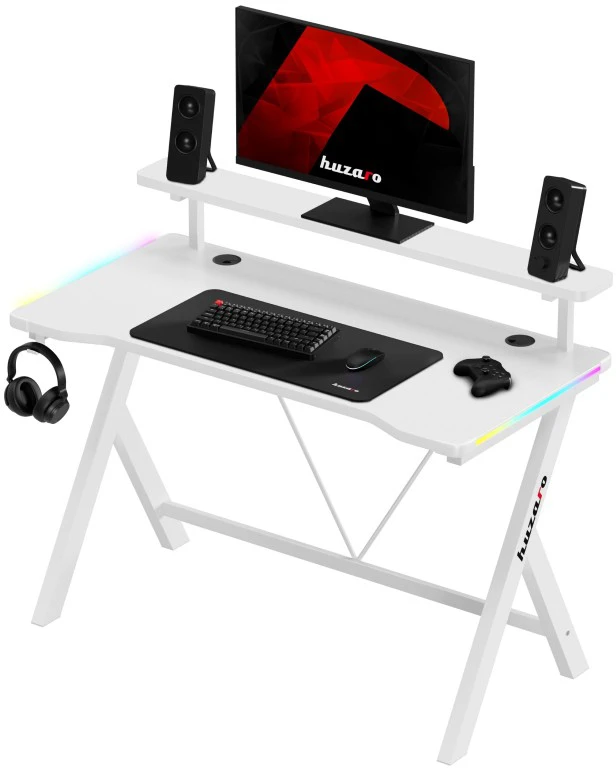 Huzaro Hero 1.9 RGB Baltas Gaming Desk