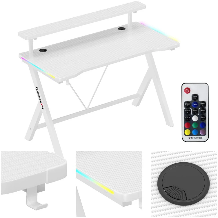 Huzaro Hero 1.9 RGB Baltas Gaming Desk