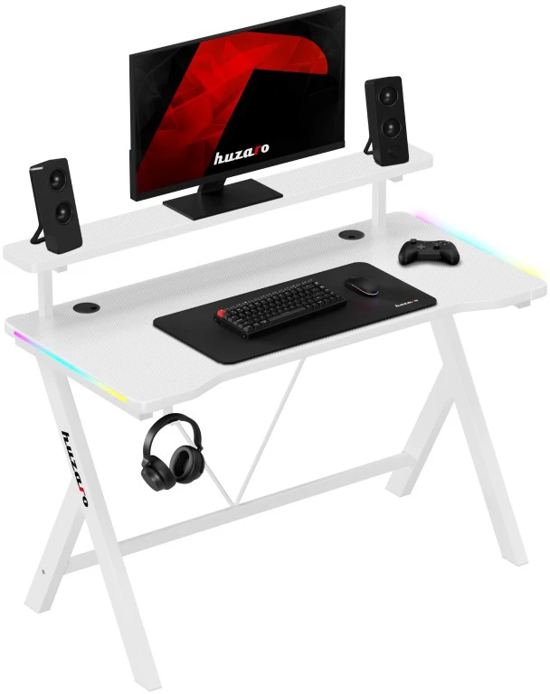 Huzaro Hero 1.9 RGB Baltas Gaming Desk