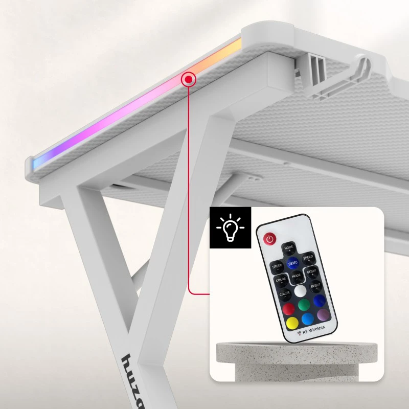 Huzaro Hero 2.3 RGB Gaming Desk baltas