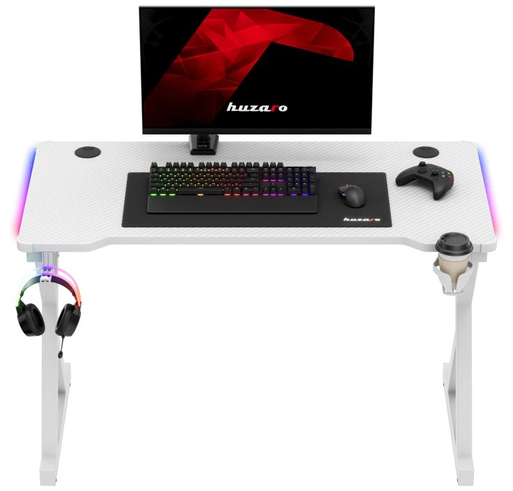Huzaro Hero 2.3 RGB Gaming Desk baltas