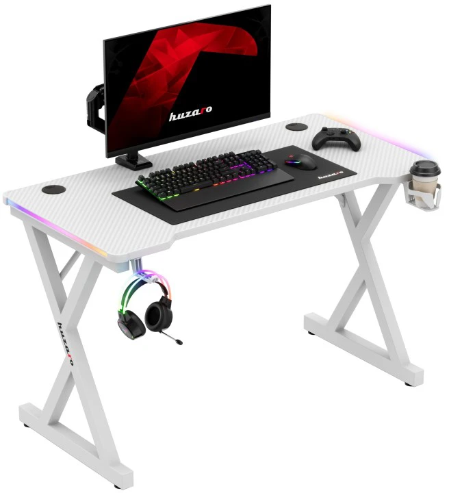 Huzaro Hero 2.3 RGB Gaming Desk baltas