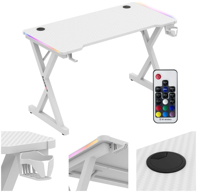 Huzaro Hero 2.3 RGB Gaming Desk baltas