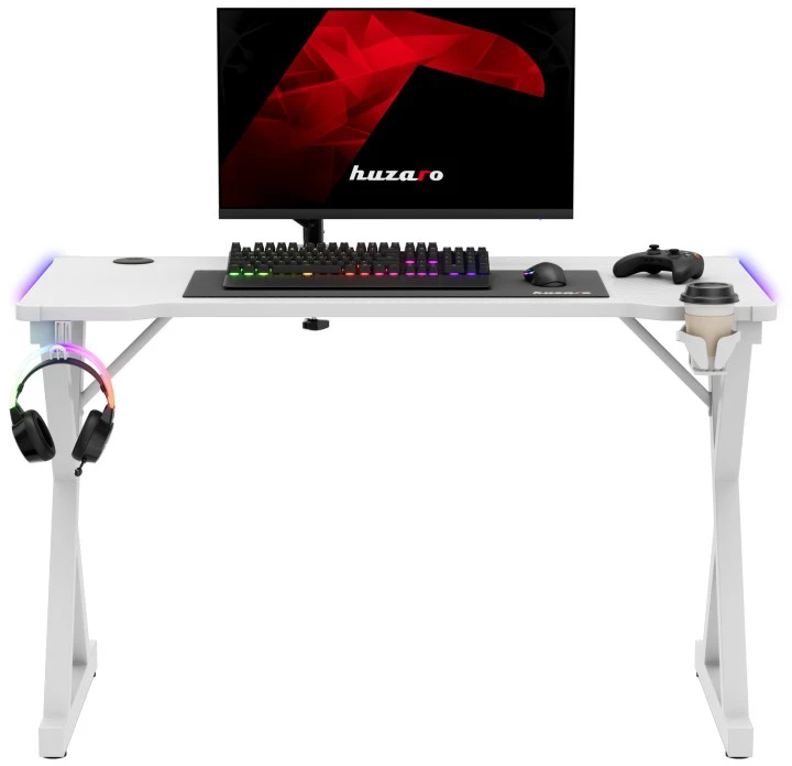 Huzaro Hero 2.3 RGB Gaming Desk baltas
