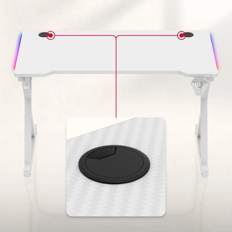 Huzaro Hero 2.3 RGB Gaming Desk baltas