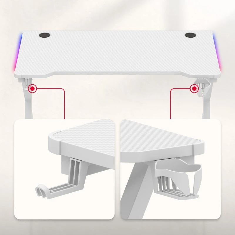 Huzaro Hero 2.3 RGB Gaming Desk baltas