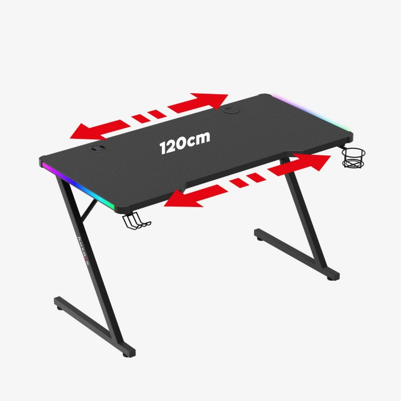 Žaidimų stalas Huzaro Hero 2.5 RGB, Juodas
