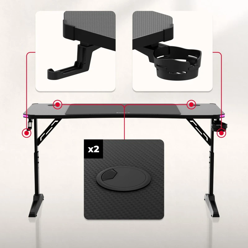 Huzaro Hero 3.6 RGB Juodas gaming desk