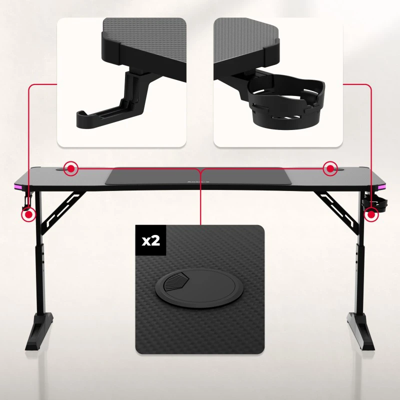 Huzaro Hero 4.6 RGB Juodas Gaming Desk
