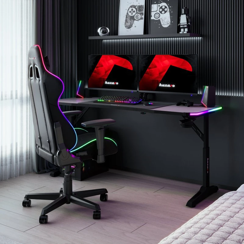 Huzaro Hero 4.6 RGB Juodas Gaming Desk