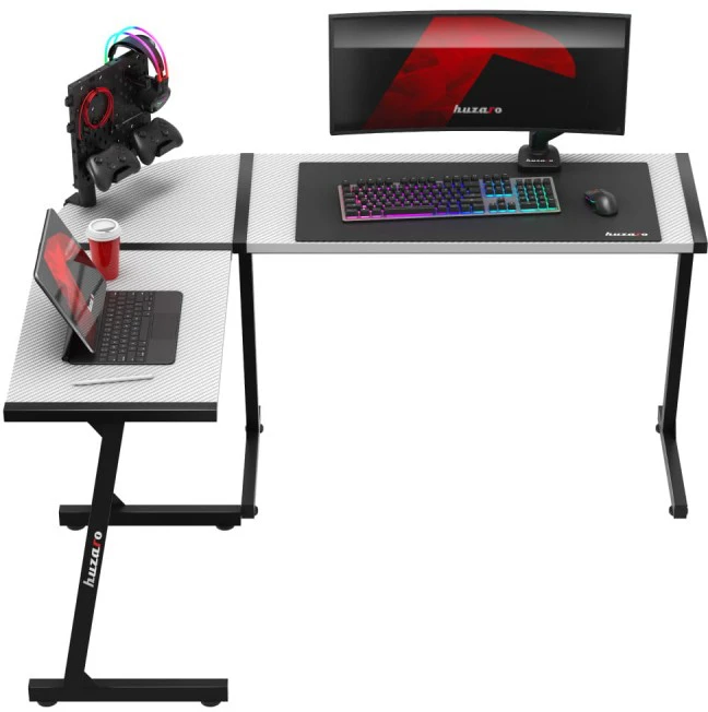 Kampinis žaidimų stalas Huzaro Hero 6.0, Baltos/Juodos spalvos