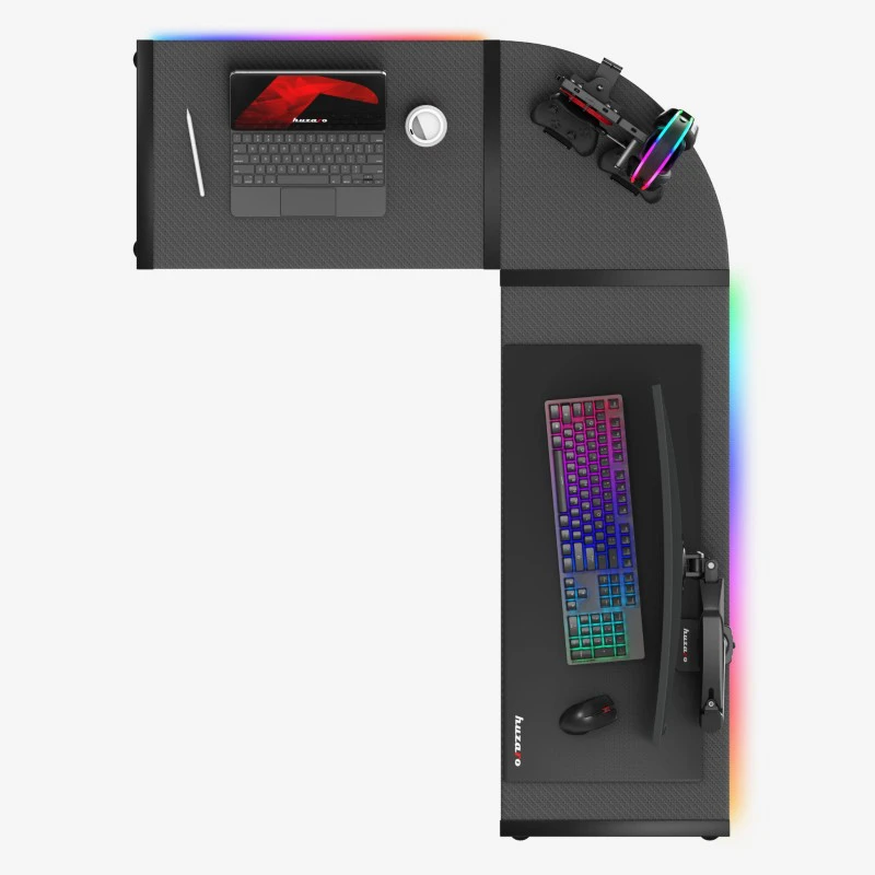 Kampinis žaidimų stalas Huzaro Hero 6.0 RGB, Juodas