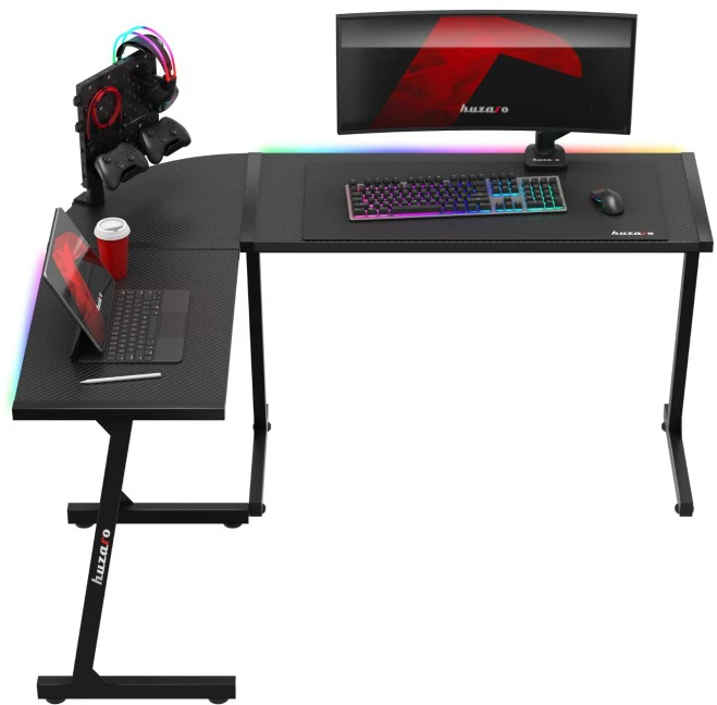 Kampinis žaidimų stalas Huzaro Hero 6.0 RGB, Juodas