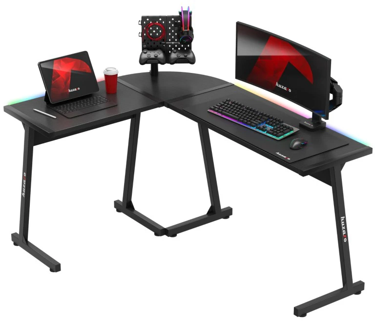 Kampinis žaidimų stalas Huzaro Hero 6.0 RGB, Juodas