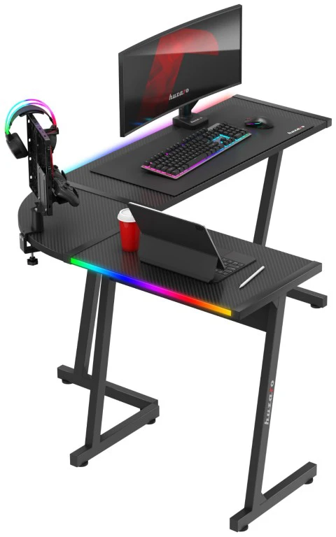 Kampinis žaidimų stalas Huzaro Hero 6.0 RGB, Juodas