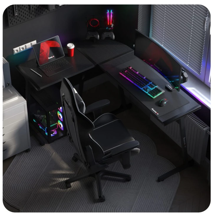 Kampinis žaidimų stalas Huzaro Hero 6.0 RGB, Juodas