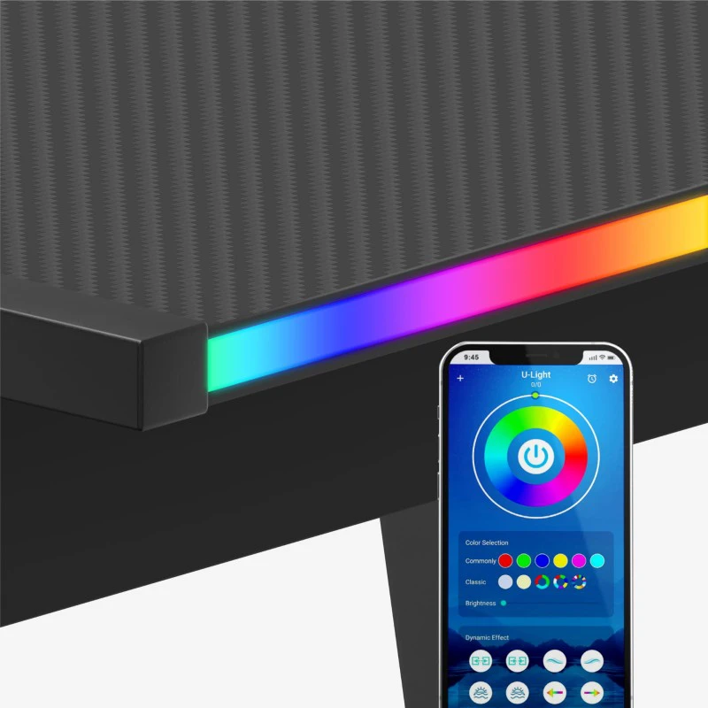 Kampinis žaidimų stalas Huzaro Hero 6.0 RGB, Juodas