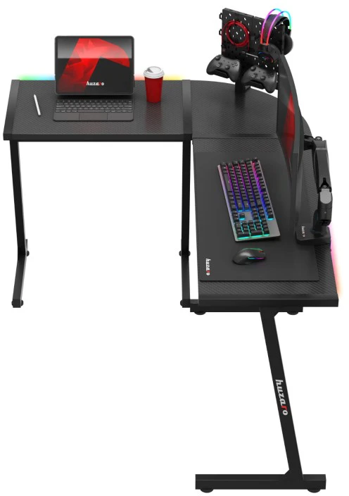 Kampinis žaidimų stalas Huzaro Hero 6.0 RGB, Juodas