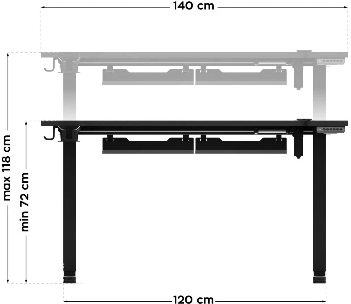 Huzaro Hero 8.7 RGB Electric Gaming Desk – Juodas