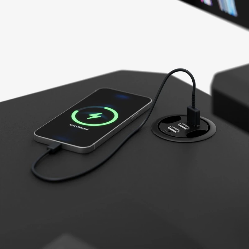 Leader 5.1 kompiuterio stalas su USB įkrovimo lizdais