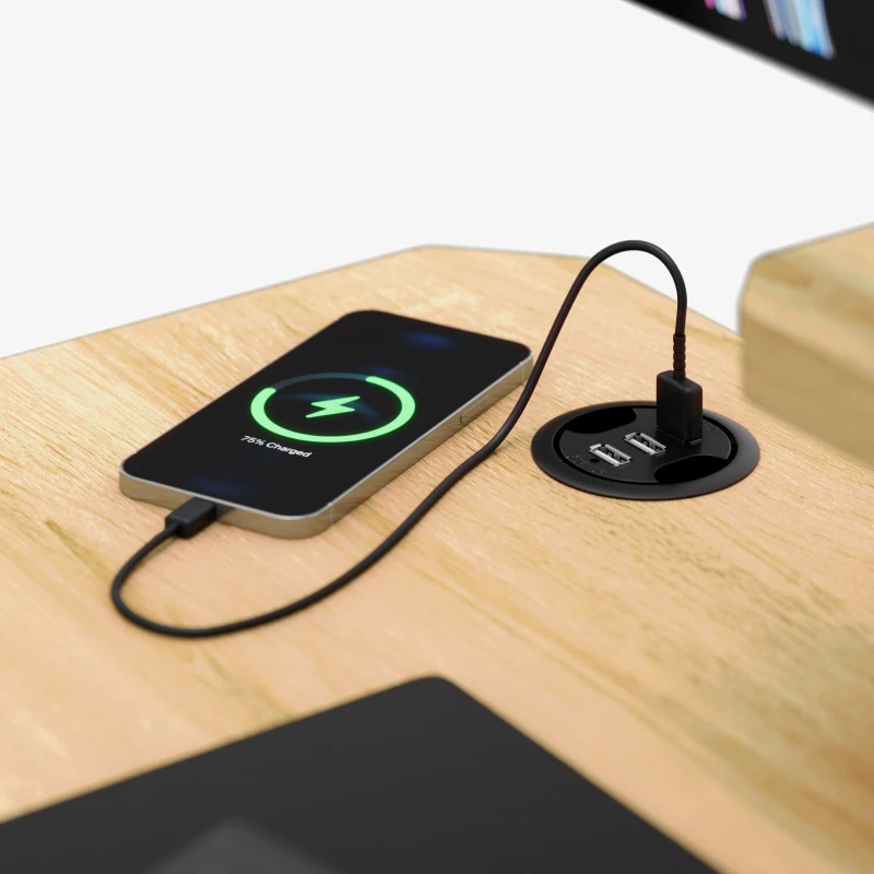 Kompiuterio stalas su USB įkrovimo jungtimi