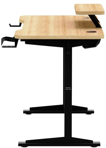 Costway Leader 5.1 ąžuolo spalvos 115 cm kompiuterio stalas su lentyna