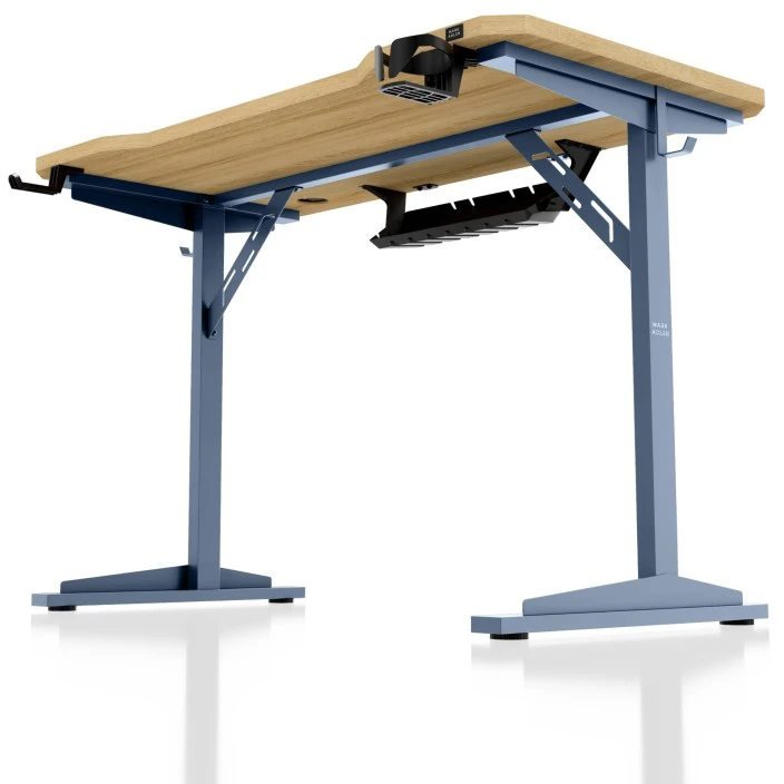 Costway Leader 5.1 ąžuolo spalvos 115 cm kompiuterio stalas su lentyna
