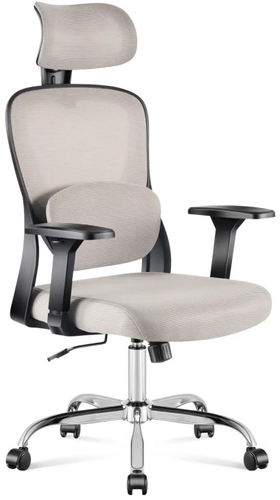 Ergonomiška pilka biuro kėdė su tinkleliu ir ratukais