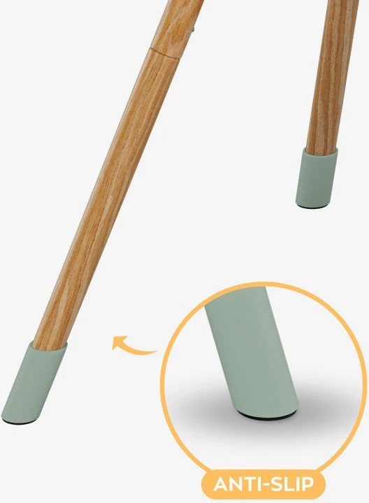 TULANO sulankstoma maitinimo kėdutė, medinė, žalia, 2in1, 25kg, 6 mėn-6 metai