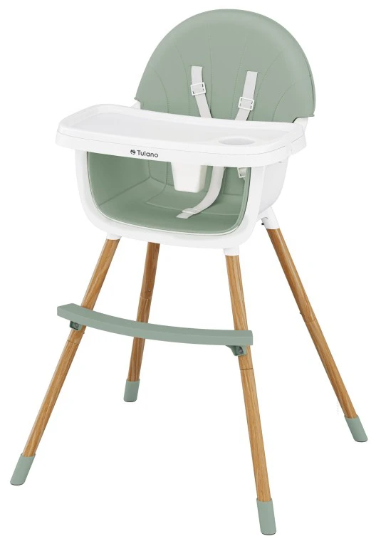 TULANO sulankstoma maitinimo kėdutė, medinė, žalia, 2in1, 25kg, 6 mėn-6 metai