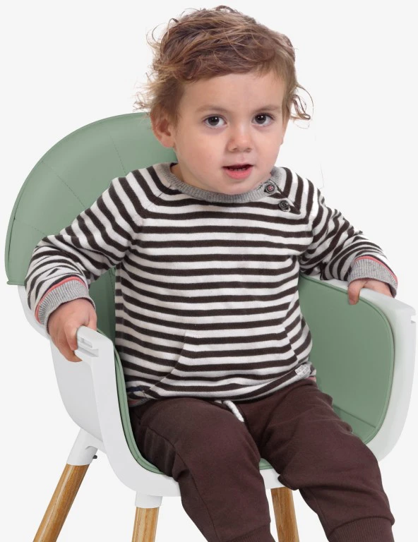 TULANO sulankstoma maitinimo kėdutė, medinė, žalia, 2in1, 25kg, 6 mėn-6 metai