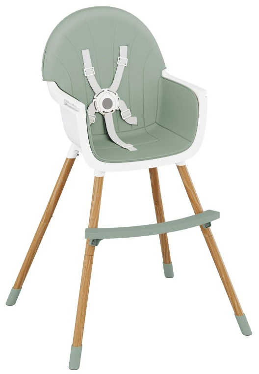 TULANO sulankstoma maitinimo kėdutė, medinė, žalia, 2in1, 25kg, 6 mėn-6 metai