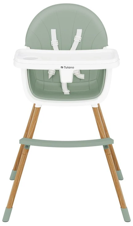 TULANO sulankstoma maitinimo kėdutė, medinė, žalia, 2in1, 25kg, 6 mėn-6 metai