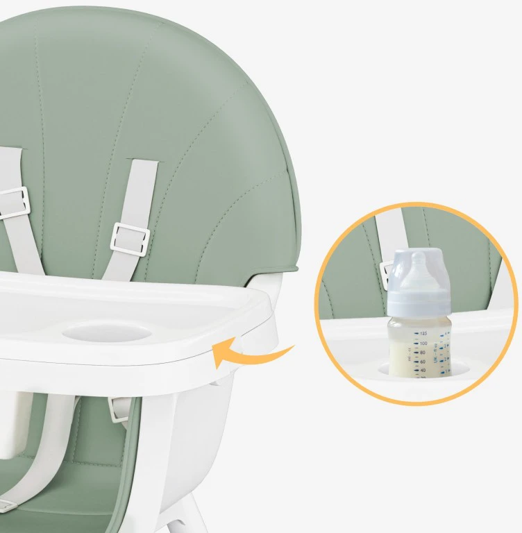 TULANO sulankstoma maitinimo kėdutė, medinė, žalia, 2in1, 25kg, 6 mėn-6 metai