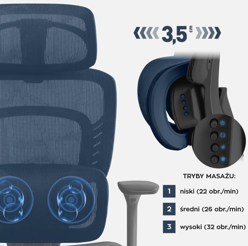 Visioner 6.1 kėdė - integruotas nugaros masažo mechanizmas
