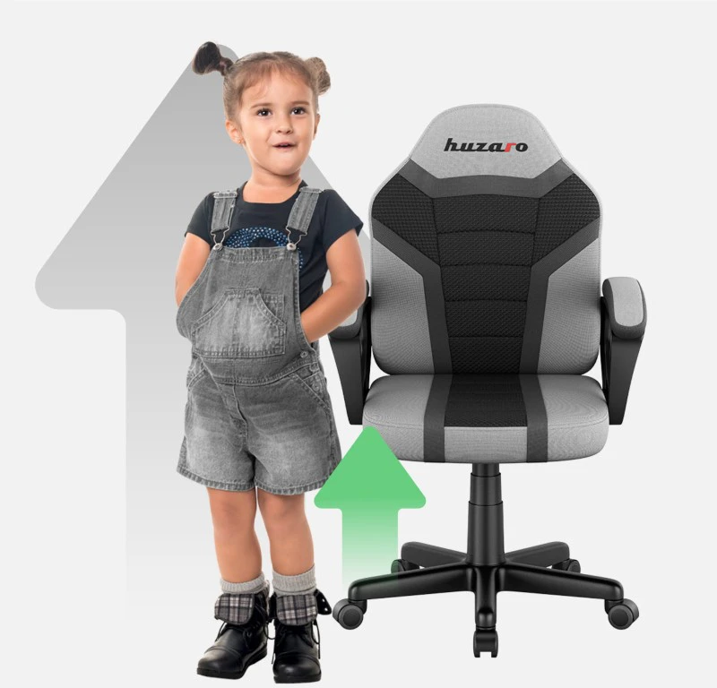 Žaidimų kėdė vaikams Huzaro Ranger 1.0, Juodos/Pilkos spalvos