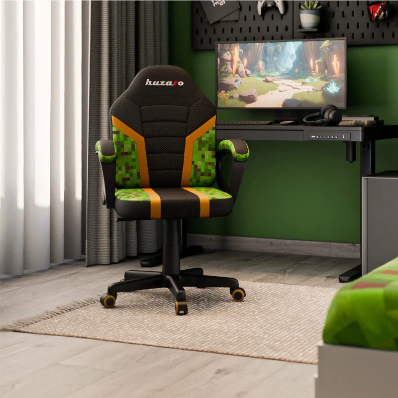 Žaidimų kėdė vaikams Huzaro Ranger 1.0, Juodos/Žalios spalvos