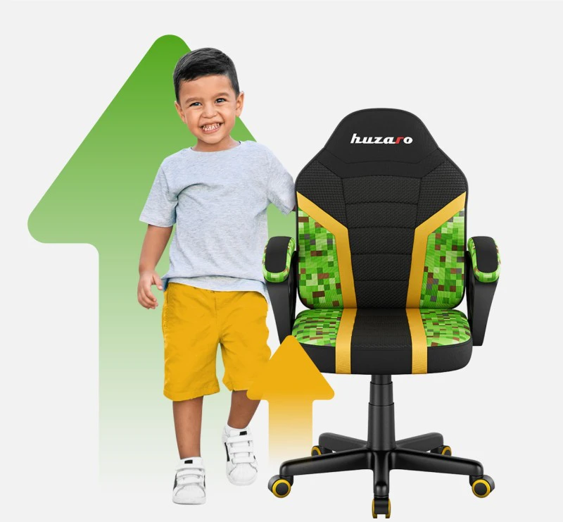 Žaidimų kėdė vaikams Huzaro Ranger 1.0, Juodos/Žalios spalvos