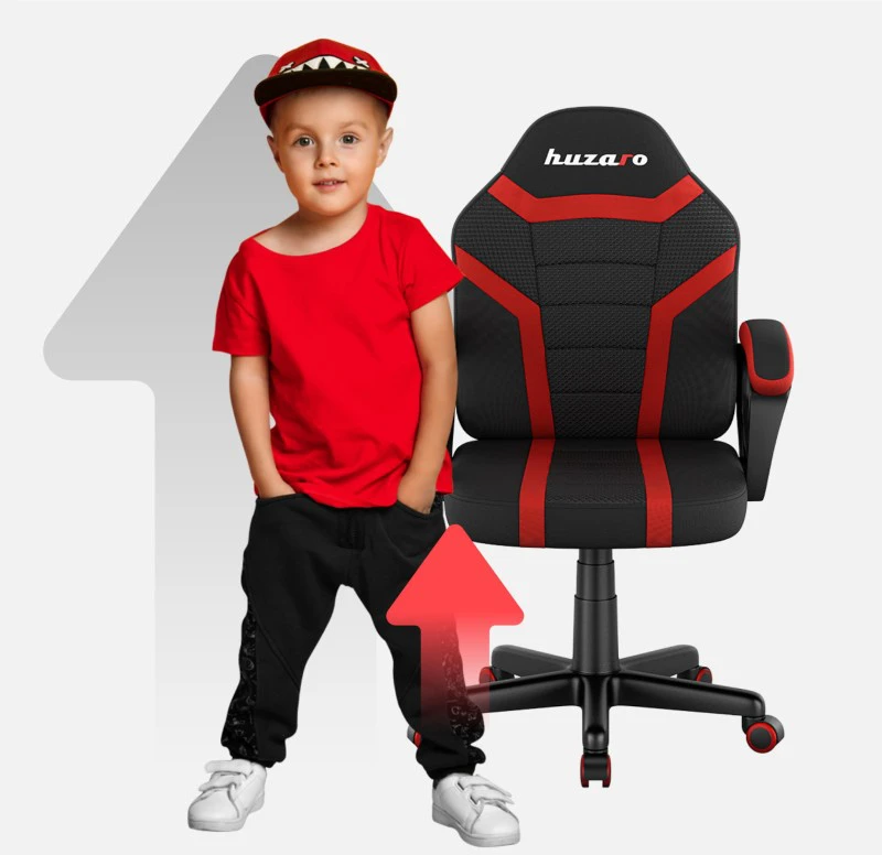 Žaidimų kėdė vaikams Huzaro Ranger 1.0, Juodos/Raudonos spalvos