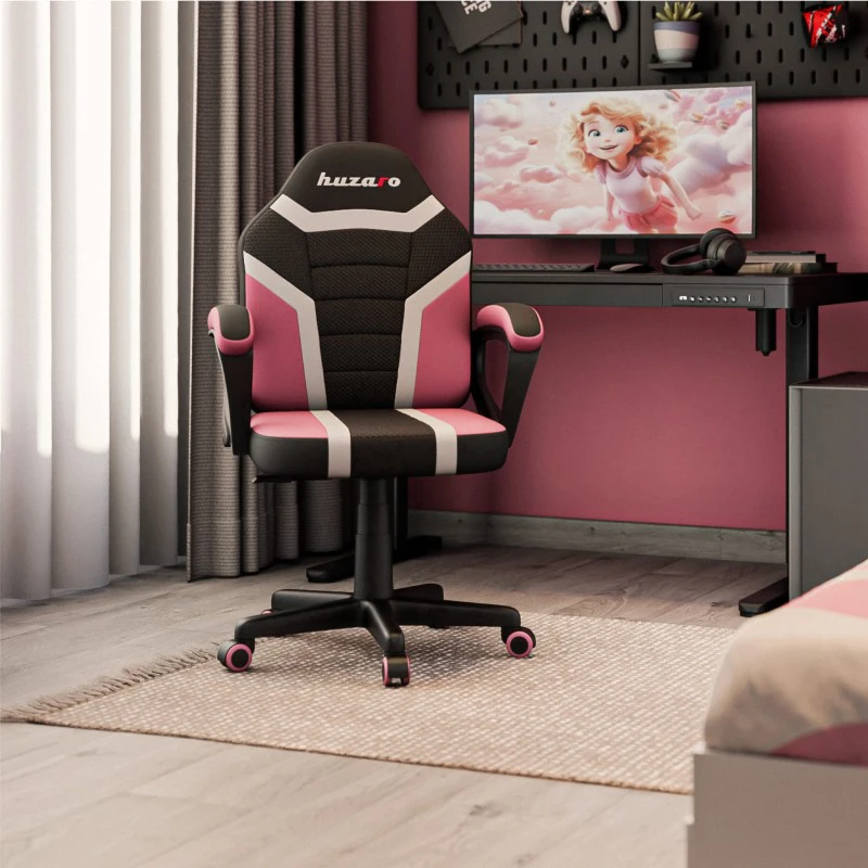 Žaidimų kėdė vaikams Huzaro Ranger 1.0 Mesh, Rožinės spalvos