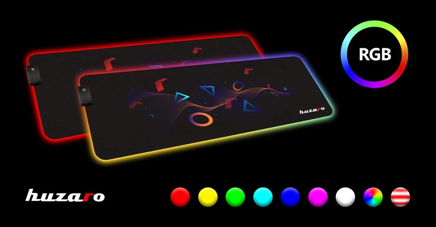 Pelės kilimėlis Huzaro RGB, Juodos spalvos