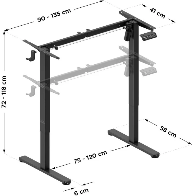 Mark Adler Electric desk frame Xeno 1.7 Juodas