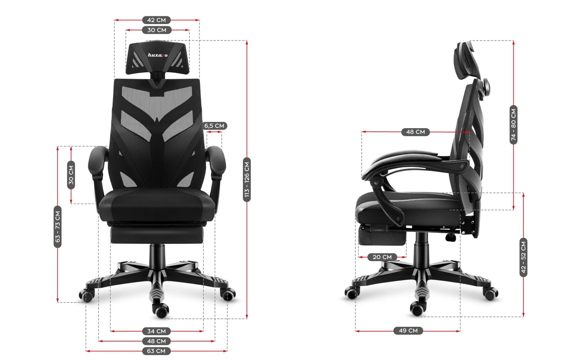 Žaidimų kėdė Huzaro Combat 5.0, Juodos spalvos